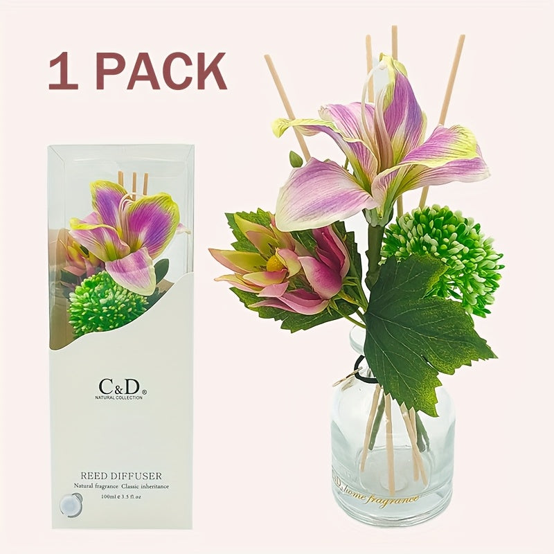 Floral Reed Diffuser - 4.2oz Flower Reed Diffuser Set, Home Aromatherapy Reed Diffuser for Home Bedroom Office Bathroom Shelf Decoration (Silk Road)