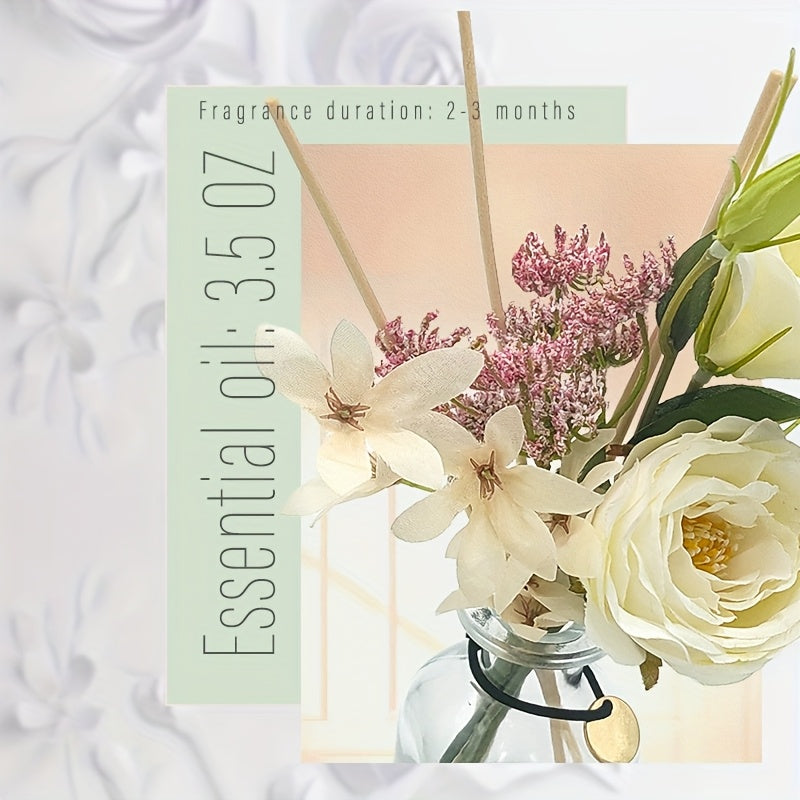 Artificial Flower Rattan Diffuser Set\u002F 4.2oz\u002F Garden Lavender\u002F Scented Diffuser with Stick Home Aromatherapy Rattan Diffuser for Bathroom Shelf Decoration (Lily Jasmine)