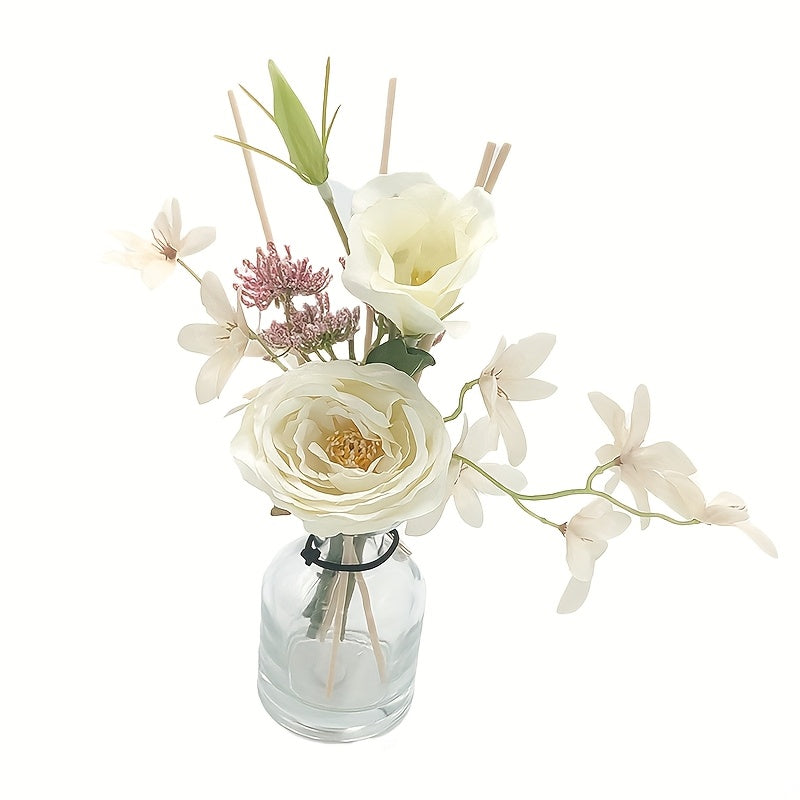 Artificial Flower Rattan Diffuser Set\u002F 4.2oz\u002F Garden Lavender\u002F Scented Diffuser with Stick Home Aromatherapy Rattan Diffuser for Bathroom Shelf Decoration (Lily Jasmine)