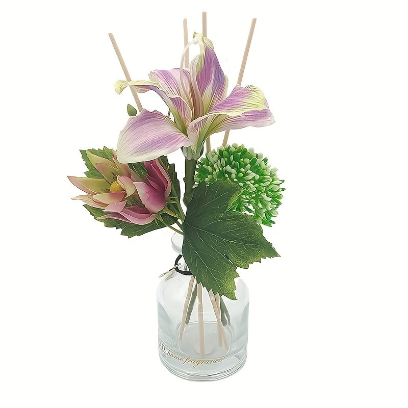 Floral Reed Diffuser - 4.2oz Flower Reed Diffuser Set, Home Aromatherapy Reed Diffuser for Home Bedroom Office Bathroom Shelf Decoration (Silk Road)