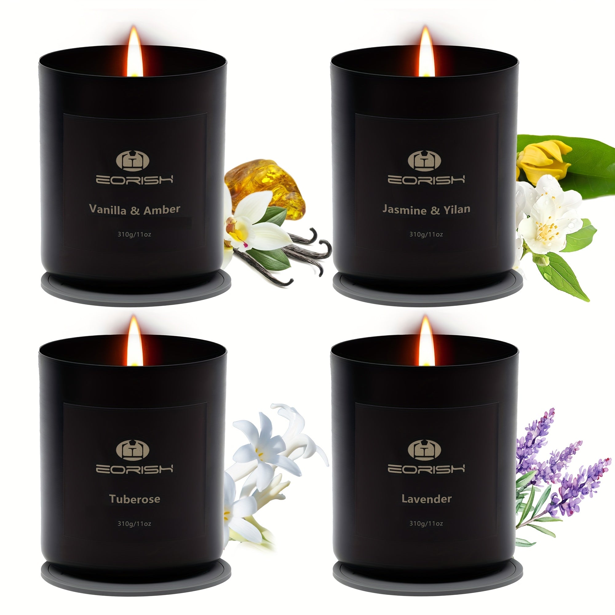 8pcs Gift Set, 44oz, 4 Scented Candles+4 Pads, Natural Crystal Candles Gift Set For Women Men, Nice Gift Set For Girlfriend, Wife, Sisters, Mom, Nurse, Employee, Christmas Gift, Thanksgiving Gift, Mother'S Day Gift, Birthday Gift, Spa Gift