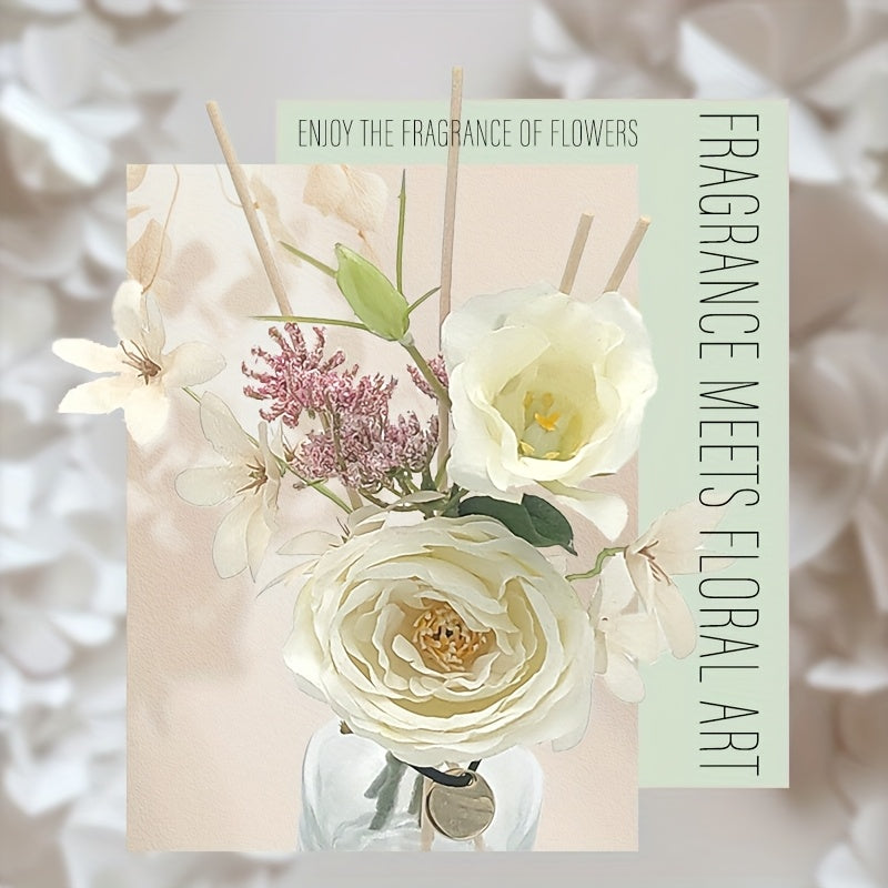 Artificial Flower Rattan Diffuser Set\u002F 4.2oz\u002F Garden Lavender\u002F Scented Diffuser with Stick Home Aromatherapy Rattan Diffuser for Bathroom Shelf Decoration (Lily Jasmine)