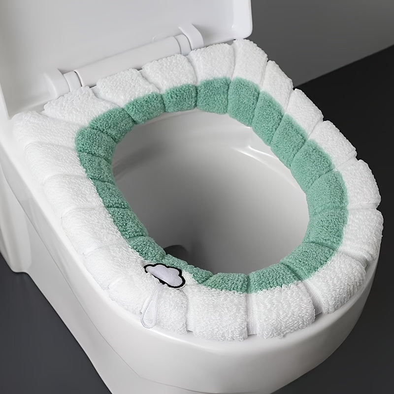 4 colors to choose from, four-season universal toilet seat cushion, no dirty hands, good cushion, cute big warm hand-held ring cushion, bathroom accessories, fashion toilet cover, comfortable seat cover, plush fabric, soft filling, universal model