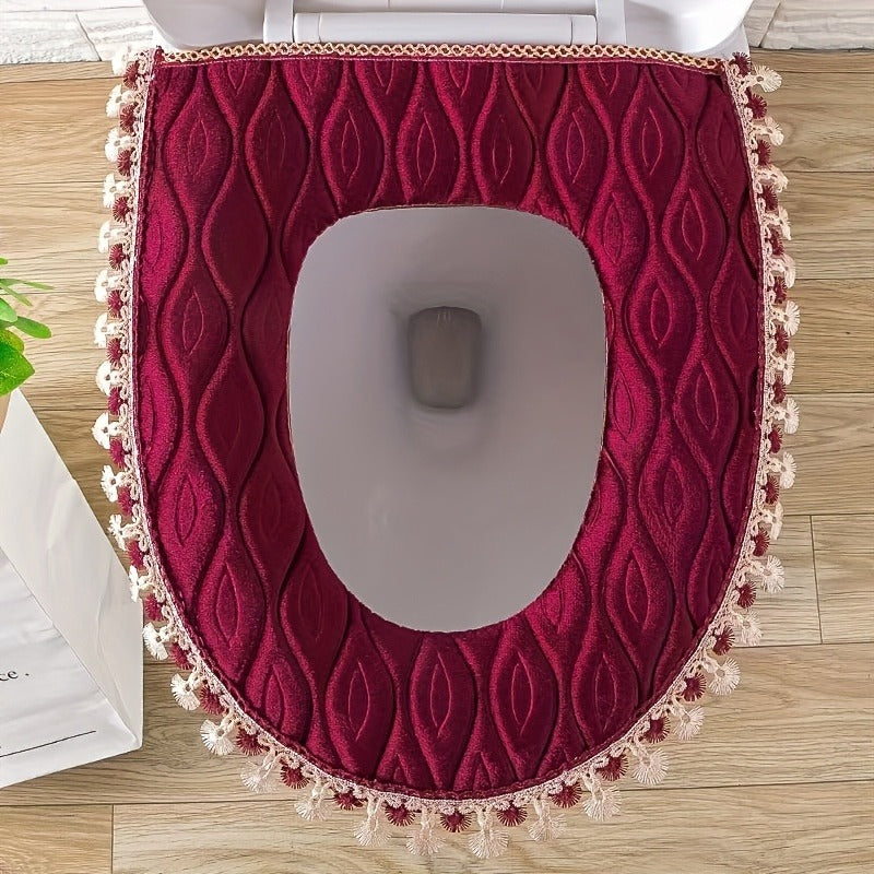 Thick Toilet Seat Cover Set with Lid - Soft Light -Friendly All-Season Warmth, Non-Slip Toilet Pad with Easy Installation & Washable Design, Fit for Home Bathrooms, Multi-Color Options ( Shown) - Durable & Hygienic Comfort for Adults & s