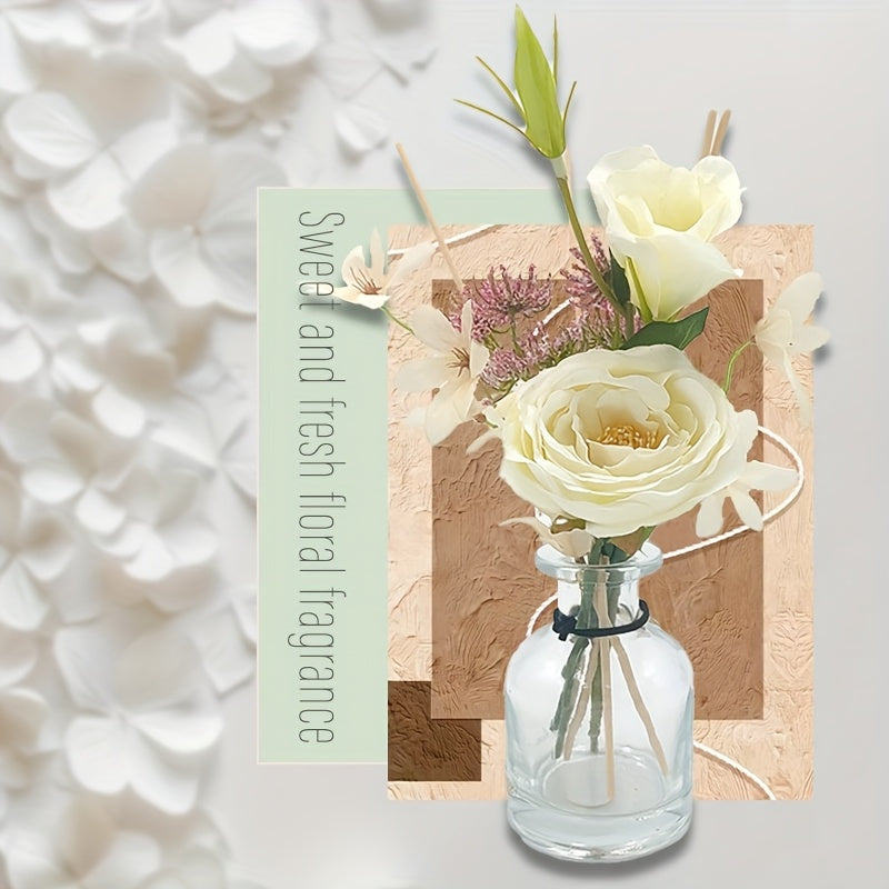 Artificial Flower Rattan Diffuser Set\u002F 4.2oz\u002F Garden Lavender\u002F Scented Diffuser with Stick Home Aromatherapy Rattan Diffuser for Bathroom Shelf Decoration (Lily Jasmine)