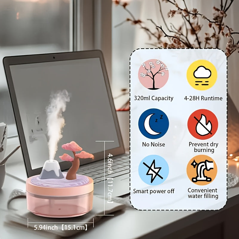 USB Mini Natural Landscape Series Humidifier, USB Cold Mist Aroma Diffuser, Silent Night Light Humidifier, Suitable for Bedrooms, Offices, And Car Humidifiers