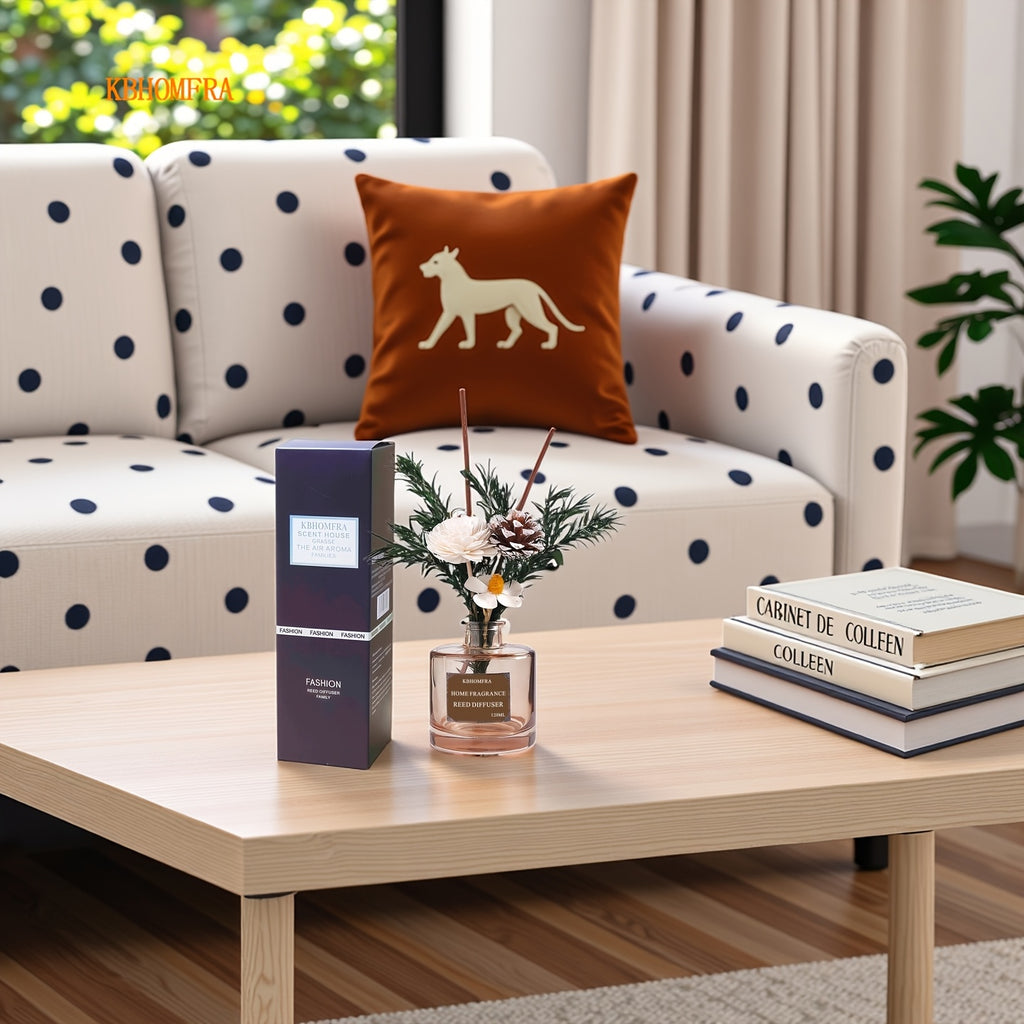 KBHOMFRA Reed Diffuser Jasmine Cedar Sandalwood Scent Fall Diffusers with Dried Flowers Diffuser Sticks 4.06oz Essential Oil 90 Days Long-lasting Fragrance for Livingroom, Bedroom And Bathroom.