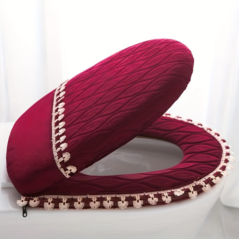 Thick Toilet Seat Cover Set with Lid - Soft Light -Friendly All-Season Warmth, Non-Slip Toilet Pad with Easy Installation & Washable Design, Fit for Home Bathrooms, Multi-Color Options ( Shown) - Durable & Hygienic Comfort for Adults & s