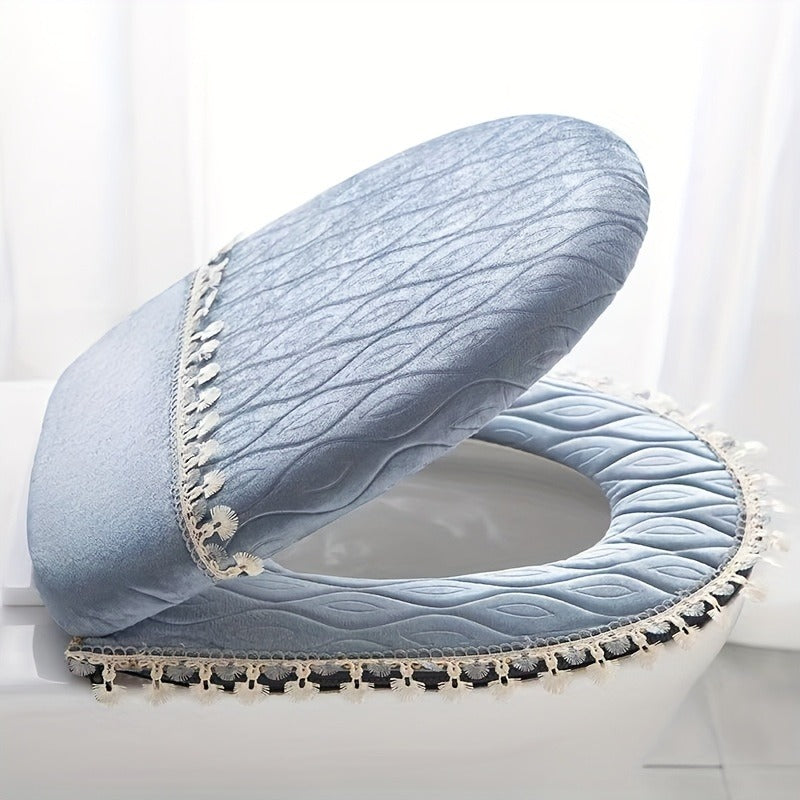 Thick Toilet Seat Cover Set with Lid - Soft Light -Friendly All-Season Warmth, Non-Slip Toilet Pad with Easy Installation & Washable Design, Fit for Home Bathrooms, Multi-Color Options ( Shown) - Durable & Hygienic Comfort for Adults & s