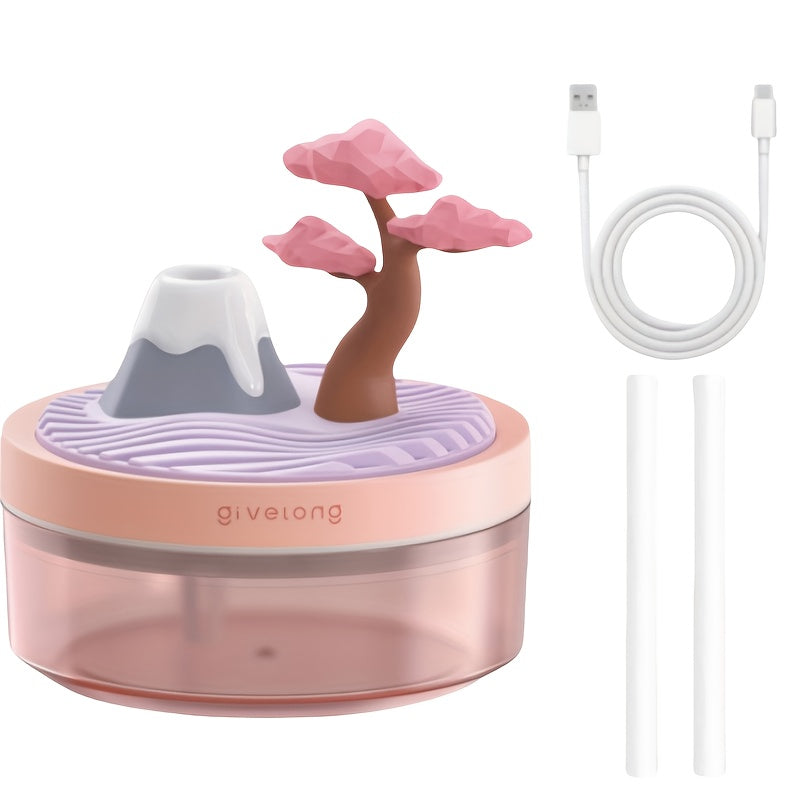 USB Mini Natural Landscape Series Humidifier, USB Cold Mist Aroma Diffuser, Silent Night Light Humidifier, Suitable for Bedrooms, Offices, And Car Humidifiers
