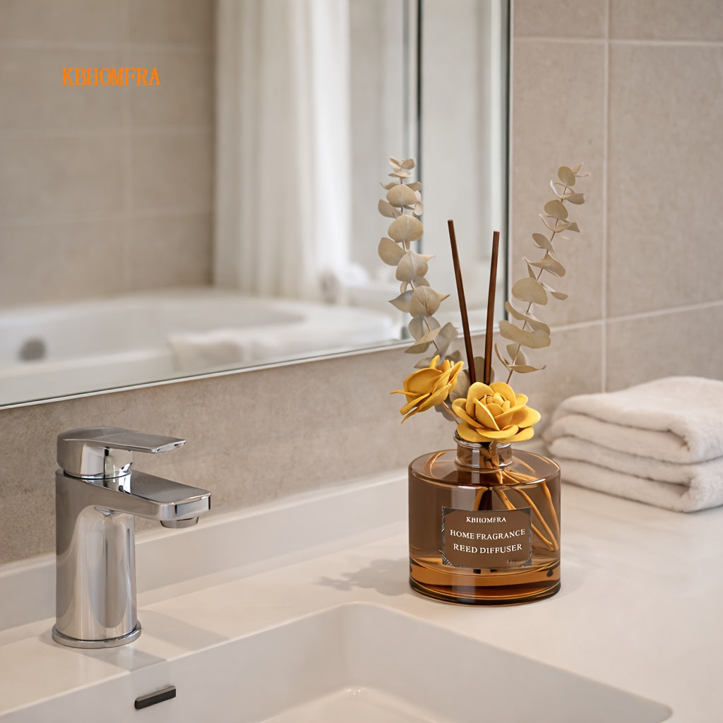 KBHOMFRA Reed Diffuser Jasmine Cedar Sandalwood Scent Fall Diffusers with Dried Flowers Diffuser Sticks 4.06oz Essential Oil 90 Days Long-lasting Fragrance for Livingroom, Bedroom And Bathroom.