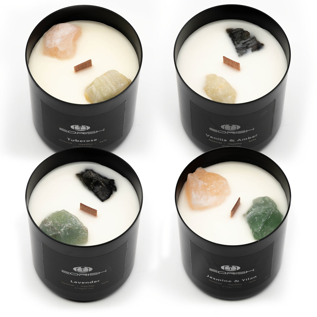 8pcs Gift Set, 44oz, 4 Scented Candles+4 Pads, Natural Crystal Candles Gift Set For Women Men, Nice Gift Set For Girlfriend, Wife, Sisters, Mom, Nurse, Employee, Christmas Gift, Thanksgiving Gift, Mother'S Day Gift, Birthday Gift, Spa Gift