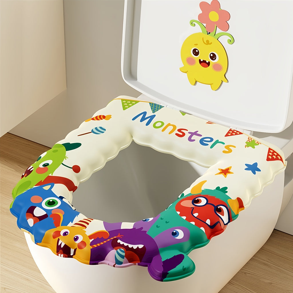 4pcs EVA Toilet Seat Cushion Suitable for - Thickened Warm Winter Bathroom Cover, Washable & Erasable Fit Soft Plastic Toilet Seat with Handle, Warm Butt for &