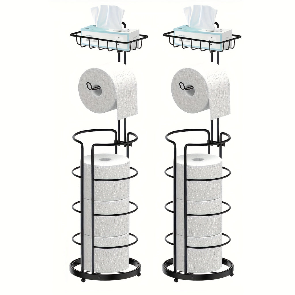 Freestanding Toilet Paper Holder, Metal Trim Freestanding Toilet Paper Roll Holder And Dispenser to Store 3 Extra Rolls Of Reserve Toilet Paper, Christmas