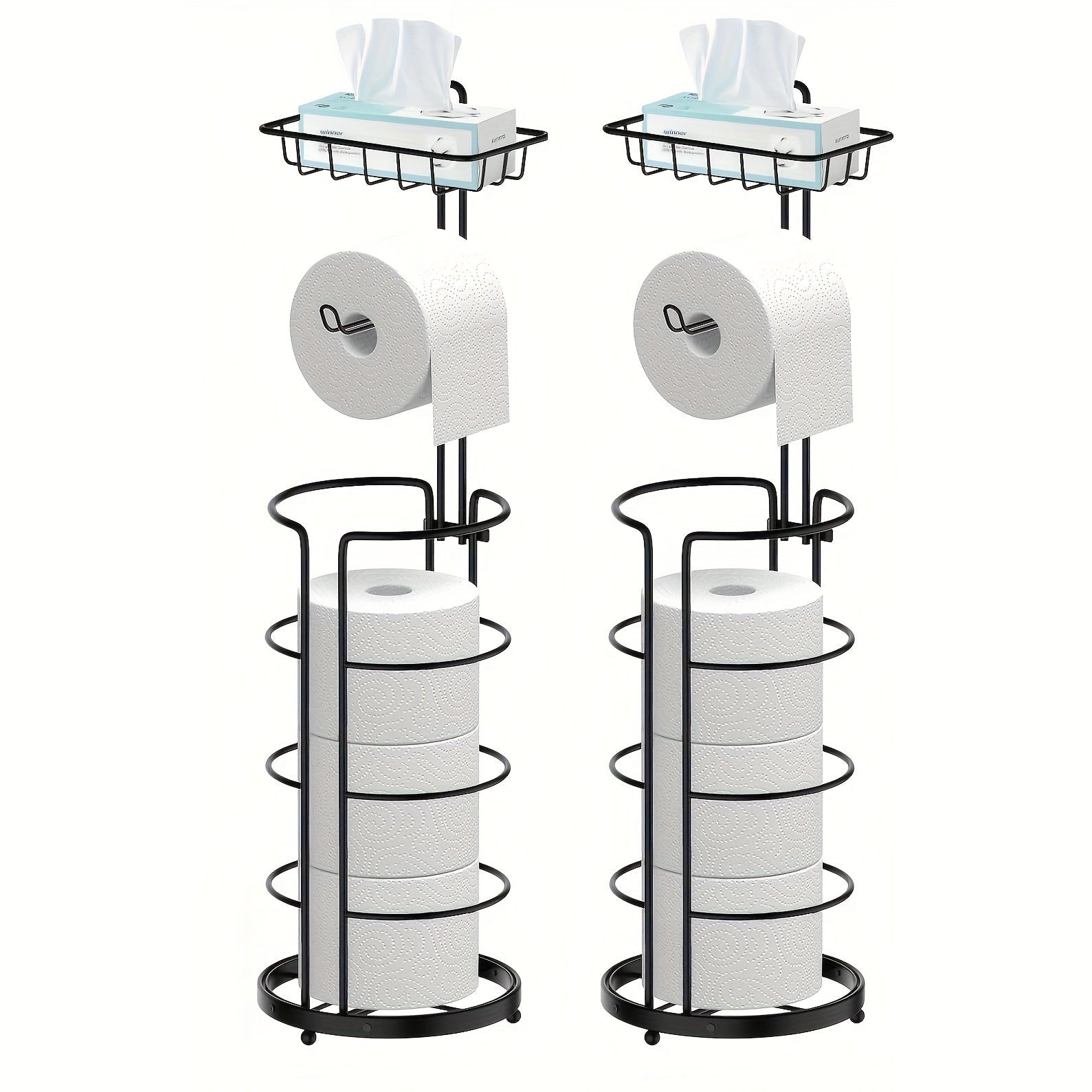 Freestanding Toilet Paper Holder, Metal Trim Freestanding Toilet Paper Roll Holder And Dispenser to Store 3 Extra Rolls Of Reserve Toilet Paper, Christmas