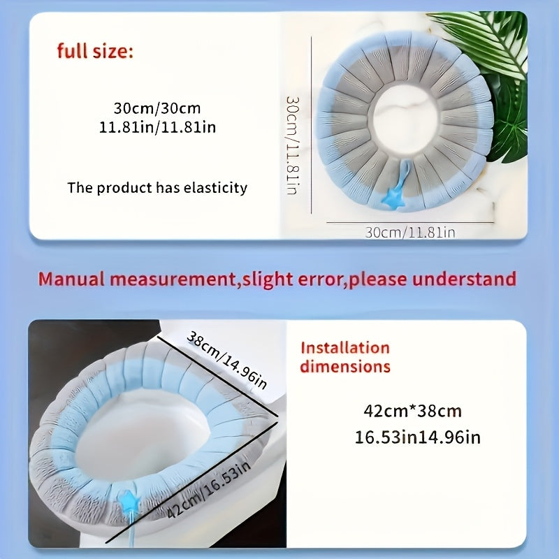 1pc Set, 5pcs Toilet Seat With Temperature, Dual Color Washable Toilet Seat - Thick And Comfortable, Suitable For Winter Use, Perfect Choice For Household And Commercial Use