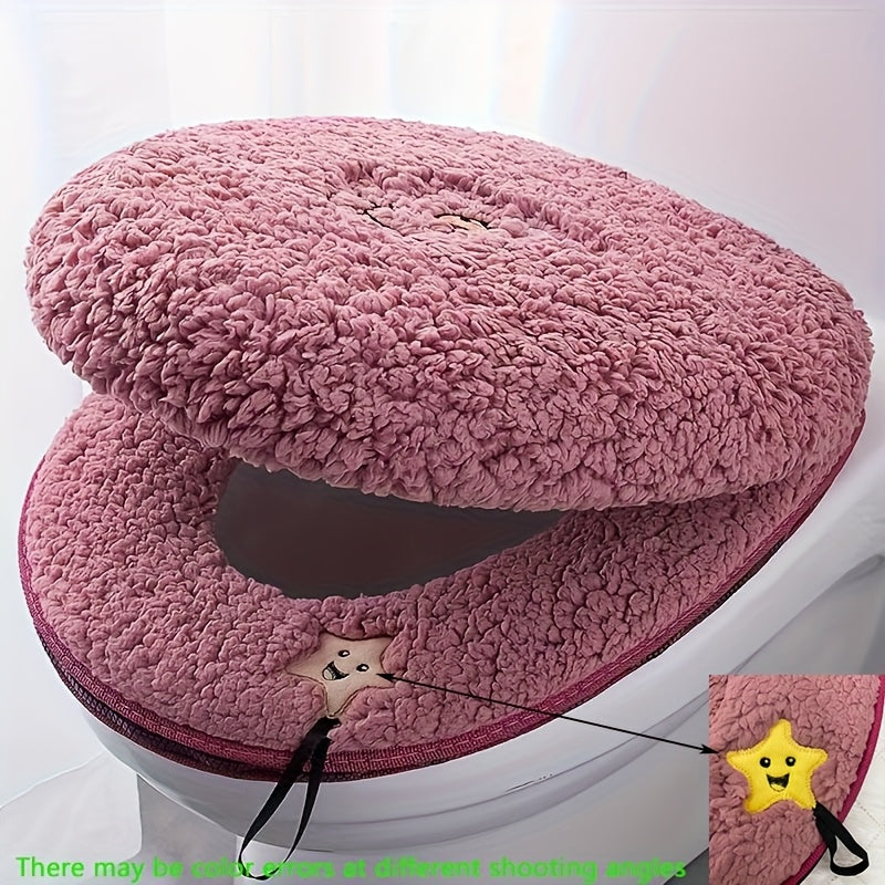 2pcs Cute Teddy Fleece Toilet Seat, Thickened Home Bathroom Floor Mat, Perfect for Weddings Halloween Christmas Gifts, Toilet Seats for The Elderly, Soft Toilet Seat Cover, Toilet Seat Warmer, Toilet Seat Cushion, Toilet Seat Cover for, Home Decor