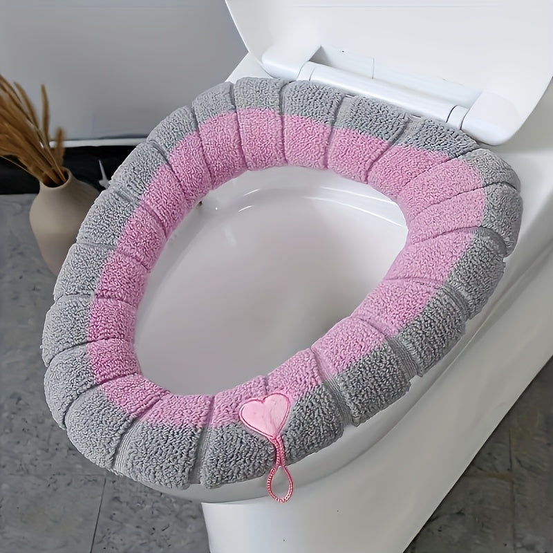 1pc Set, 5pcs Toilet Seat With Temperature, Dual Color Washable Toilet Seat - Thick And Comfortable, Suitable For Winter Use, Perfect Choice For Household And Commercial Use