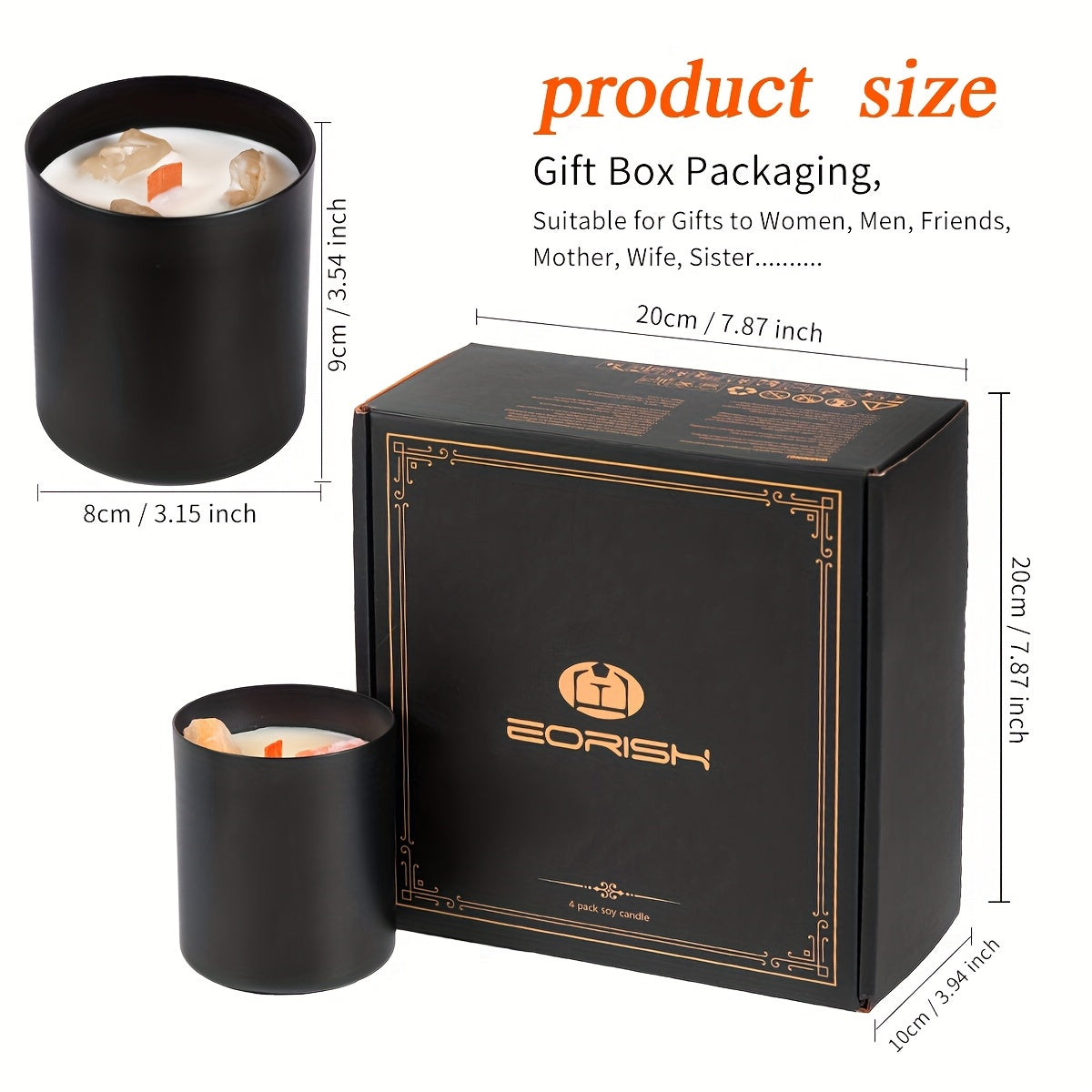 8pcs Gift Set, 44oz, 4 Scented Candles+4 Pads, Natural Crystal Candles Gift Set For Women Men, Nice Gift Set For Girlfriend, Wife, Sisters, Mom, Nurse, Employee, Christmas Gift, Thanksgiving Gift, Mother'S Day Gift, Birthday Gift, Spa Gift