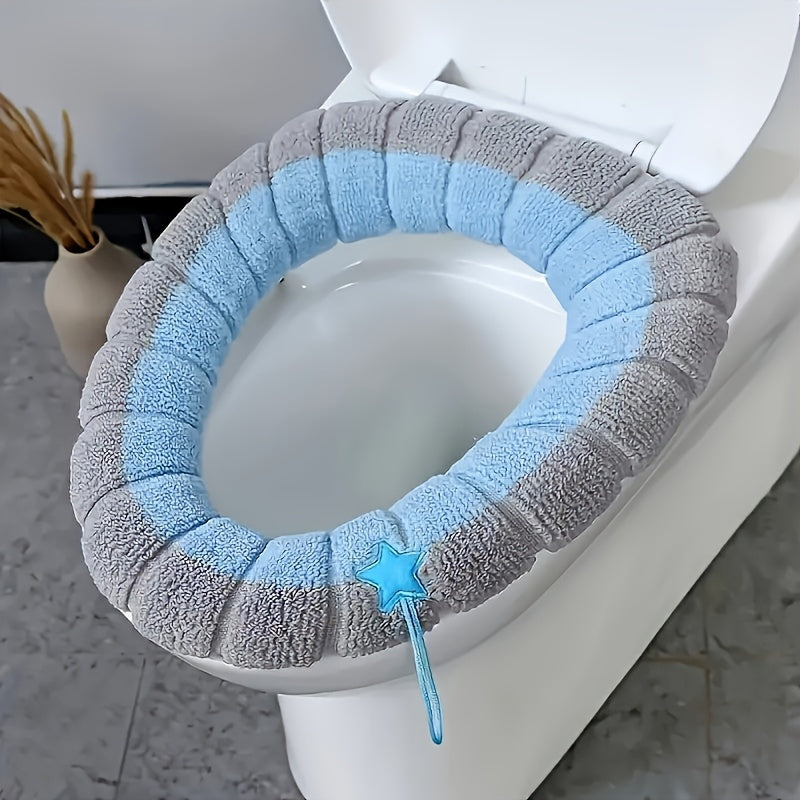 1pc Set, 5pcs Toilet Seat With Temperature, Dual Color Washable Toilet Seat - Thick And Comfortable, Suitable For Winter Use, Perfect Choice For Household And Commercial Use