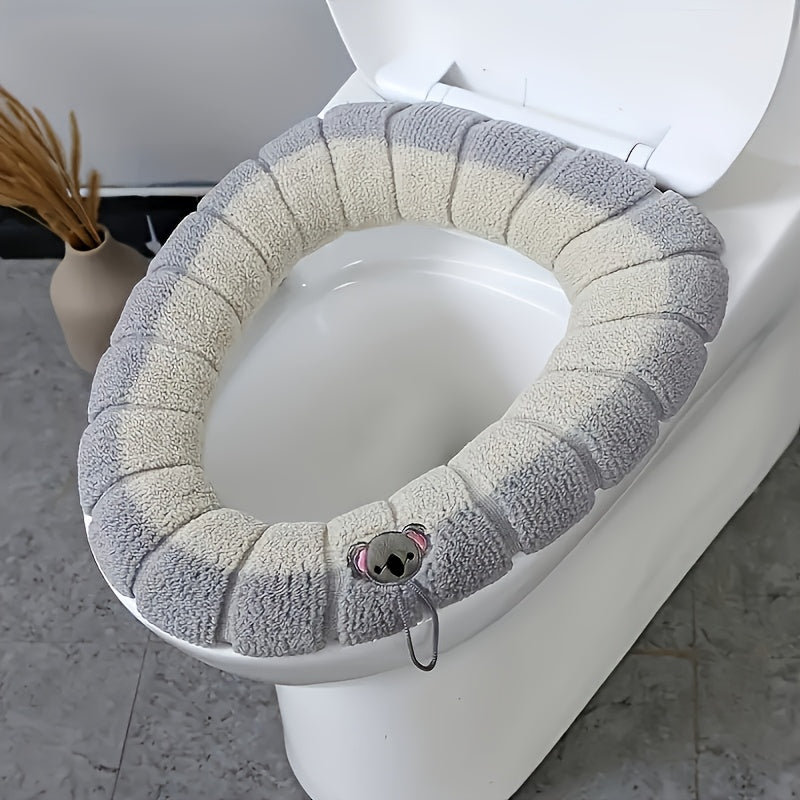 1pc Set, 5pcs Toilet Seat With Temperature, Dual Color Washable Toilet Seat - Thick And Comfortable, Suitable For Winter Use, Perfect Choice For Household And Commercial Use