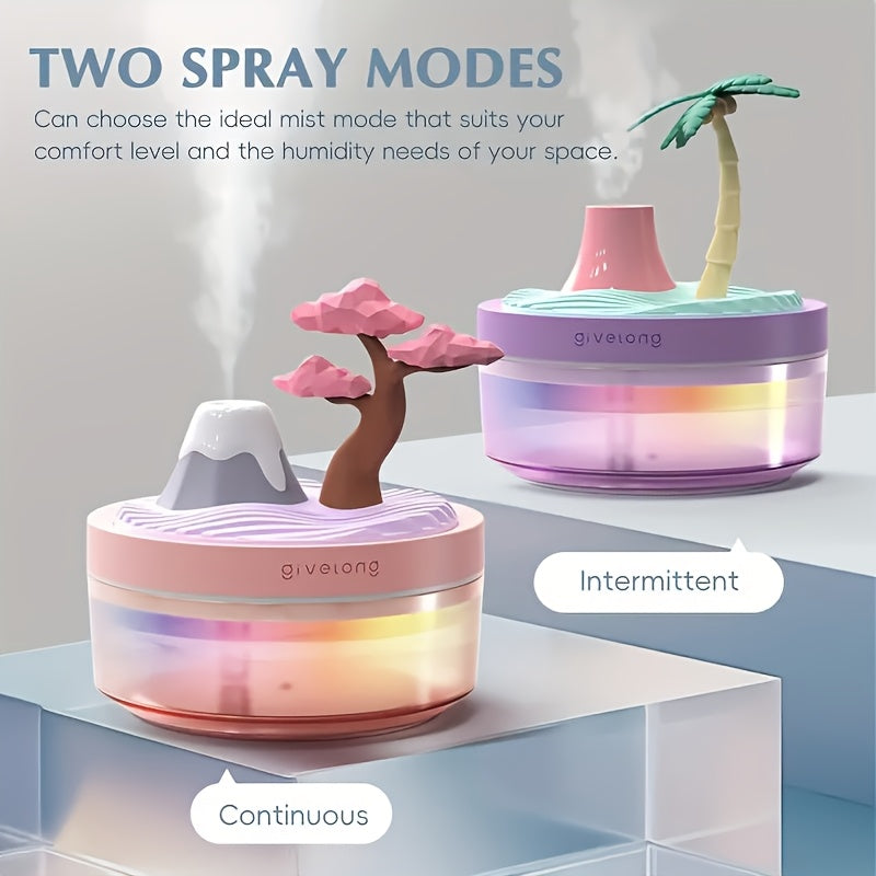 USB Mini Natural Landscape Series Humidifier, USB Cold Mist Aroma Diffuser, Silent Night Light Humidifier, Suitable for Bedrooms, Offices, And Car Humidifiers