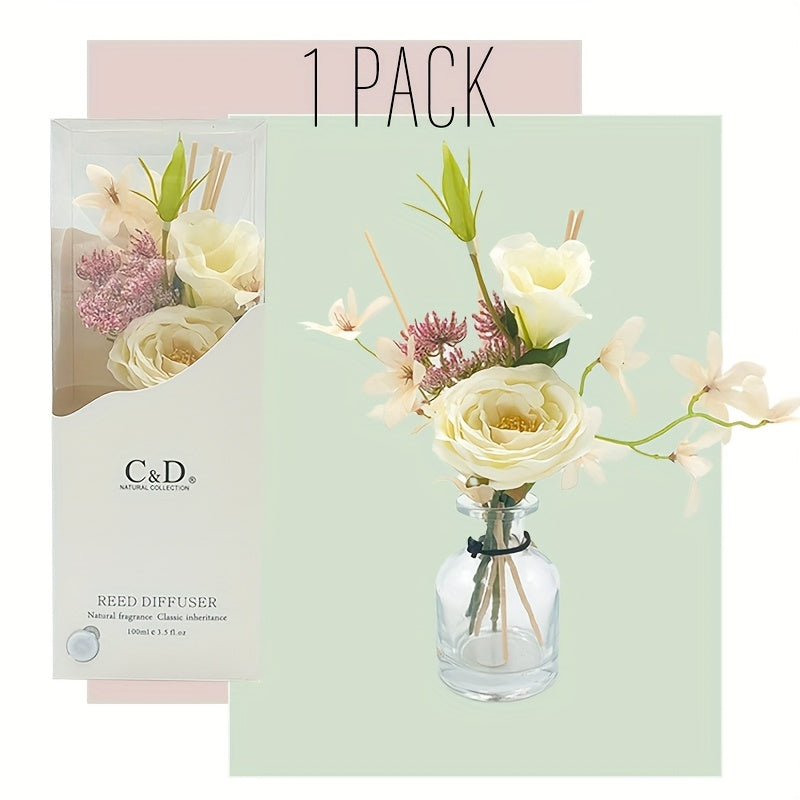 Artificial Flower Rattan Diffuser Set\u002F 4.2oz\u002F Garden Lavender\u002F Scented Diffuser with Stick Home Aromatherapy Rattan Diffuser for Bathroom Shelf Decoration (Lily Jasmine)