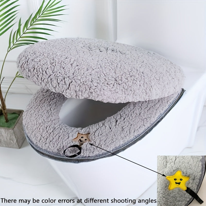2pcs Cute Teddy Fleece Toilet Seat, Thickened Home Bathroom Floor Mat, Perfect for Weddings Halloween Christmas Gifts, Toilet Seats for The Elderly, Soft Toilet Seat Cover, Toilet Seat Warmer, Toilet Seat Cushion, Toilet Seat Cover for, Home Decor