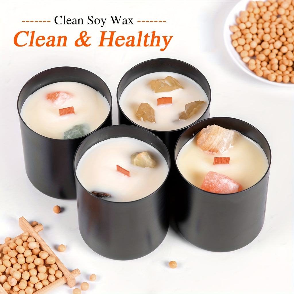 8pcs Gift Set, 44oz, 4 Scented Candles+4 Pads, Natural Crystal Candles Gift Set For Women Men, Nice Gift Set For Girlfriend, Wife, Sisters, Mom, Nurse, Employee, Christmas Gift, Thanksgiving Gift, Mother'S Day Gift, Birthday Gift, Spa Gift