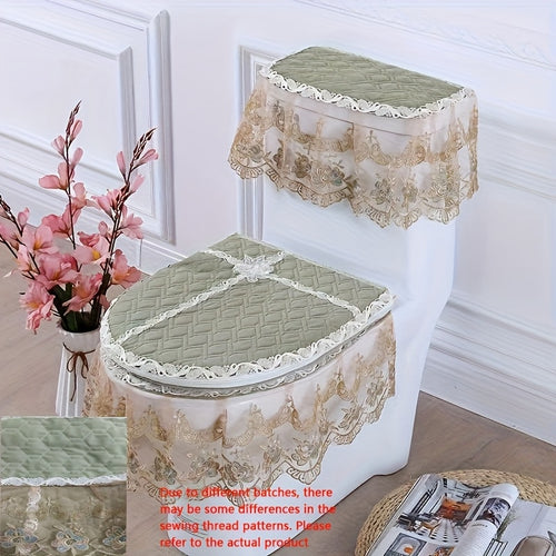 3pcs Soft Fabric Toilet Seat Cover Set with Zipper Closure - All-Season Comfort, Elegant Ruffled Edges & Hygienic Protection, Fit for Toilets, Hand Washable Soft Cushioning for Bathroom Use (Medical-Grade Hygiene), Toilet Seat Cushion