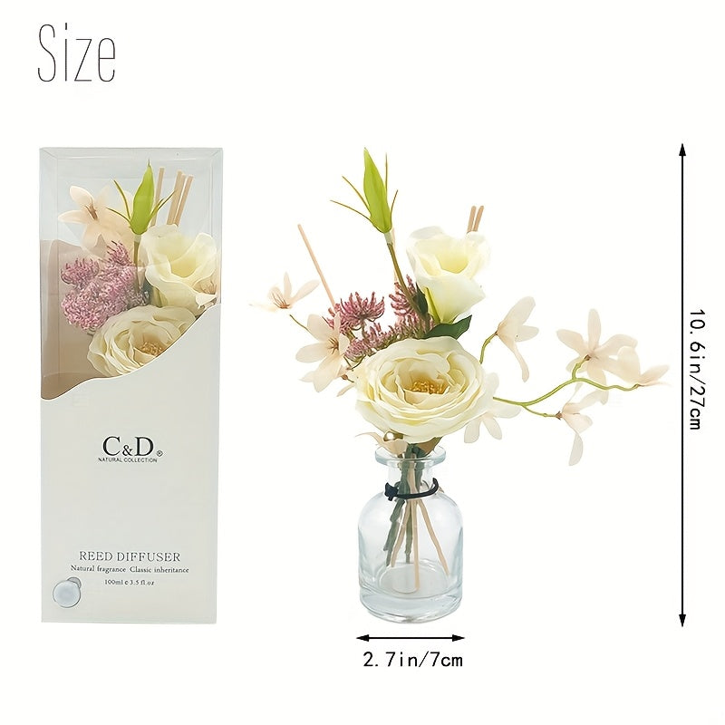 Artificial Flower Rattan Diffuser Set\u002F 4.2oz\u002F Garden Lavender\u002F Scented Diffuser with Stick Home Aromatherapy Rattan Diffuser for Bathroom Shelf Decoration (Lily Jasmine)