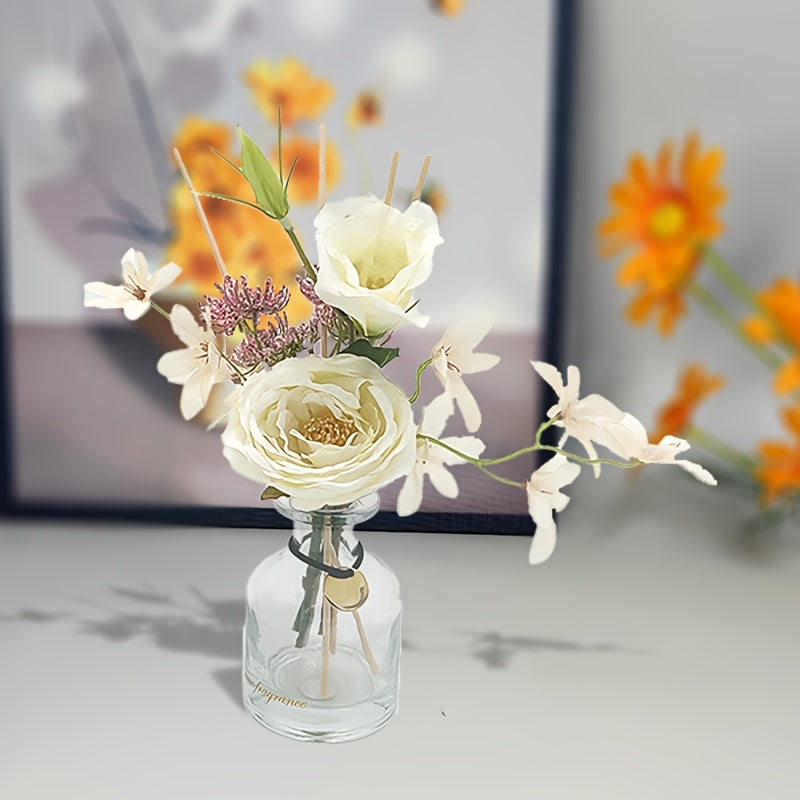 Artificial Flower Rattan Diffuser Set\u002F 4.2oz\u002F Garden Lavender\u002F Scented Diffuser with Stick Home Aromatherapy Rattan Diffuser for Bathroom Shelf Decoration (Lily Jasmine)