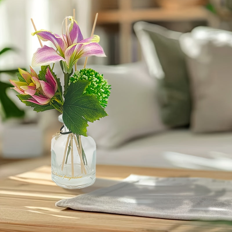 Floral Reed Diffuser - 4.2oz Flower Reed Diffuser Set, Home Aromatherapy Reed Diffuser for Home Bedroom Office Bathroom Shelf Decoration (Silk Road)