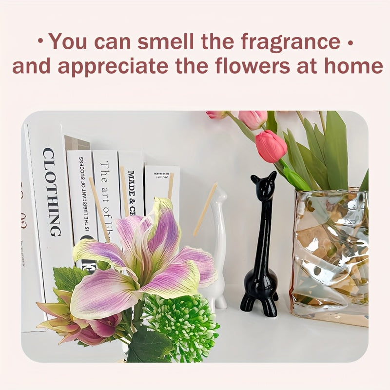 Floral Reed Diffuser - 4.2oz Flower Reed Diffuser Set, Home Aromatherapy Reed Diffuser for Home Bedroom Office Bathroom Shelf Decoration (Silk Road)