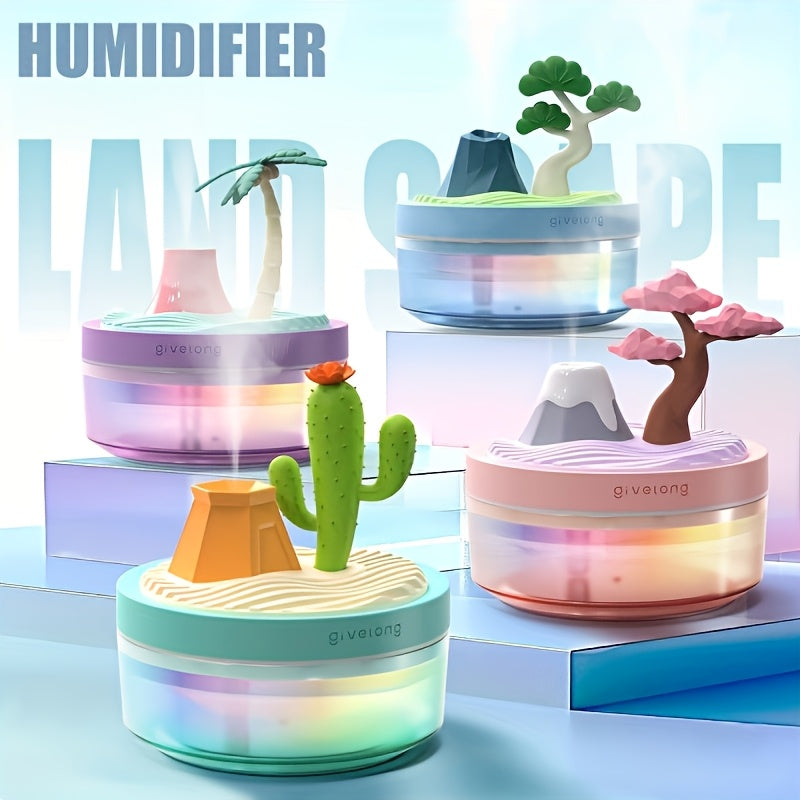 USB Mini Natural Landscape Series Humidifier, USB Cold Mist Aroma Diffuser, Silent Night Light Humidifier, Suitable for Bedrooms, Offices, And Car Humidifiers